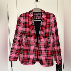 J. Crew Plaid Blazer, Hot Pink, Size 4.
